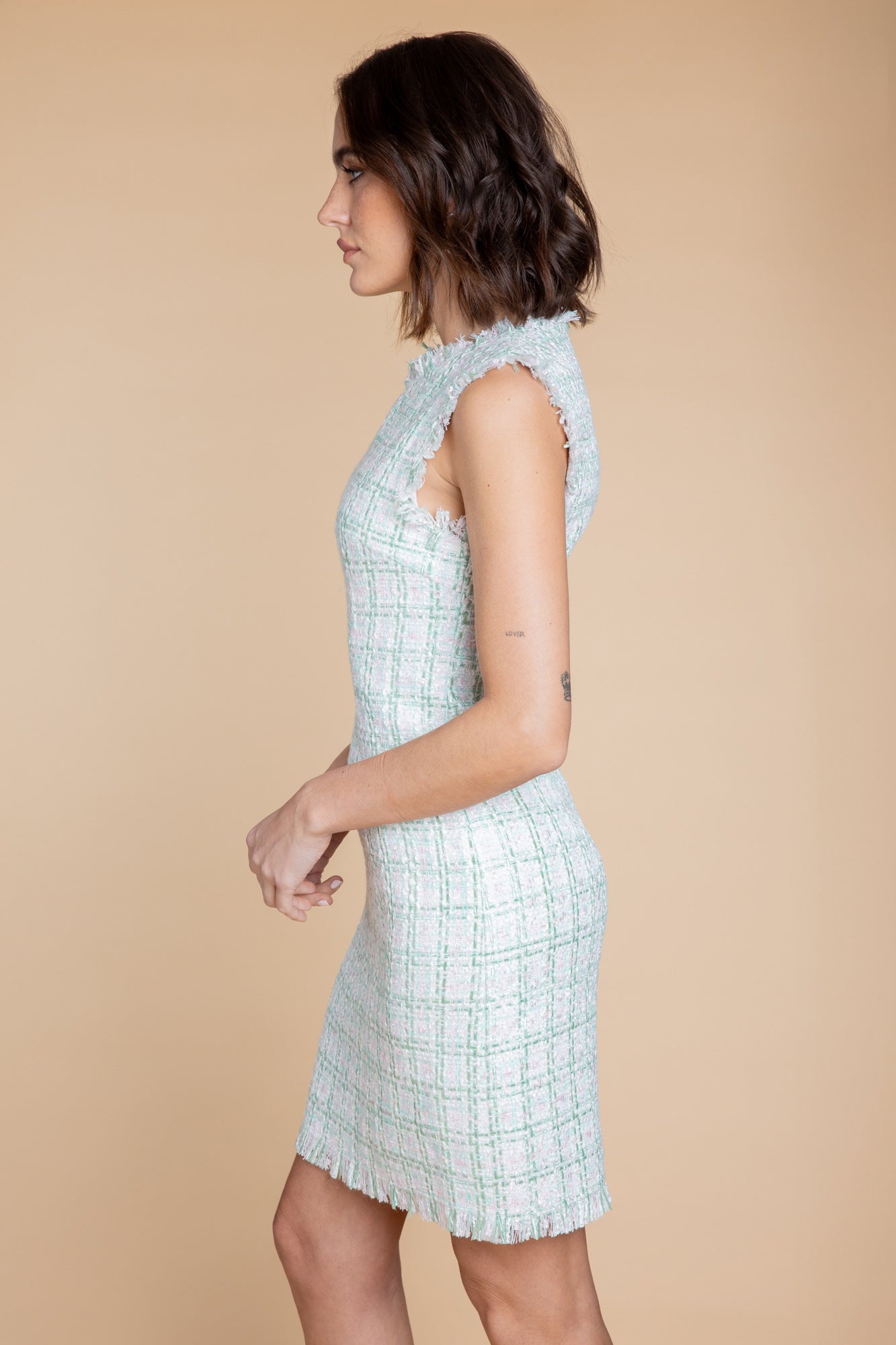 Kleid  in zartem Mint, Rosa und Weiß von Tweedheart